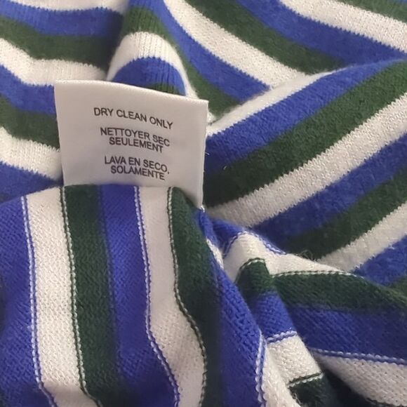 Worth Sweater Womens Large Blue Striped Crew Neck Lightweight - Picture 6 of 8